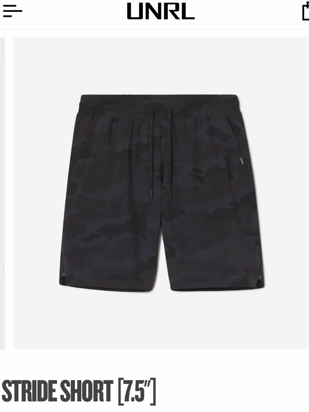 UNRL Stride Short (7.5") — Black Camo Athletic Shorts